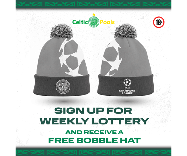 Celtic Pools Champions League Bobble Hat newsletter ad